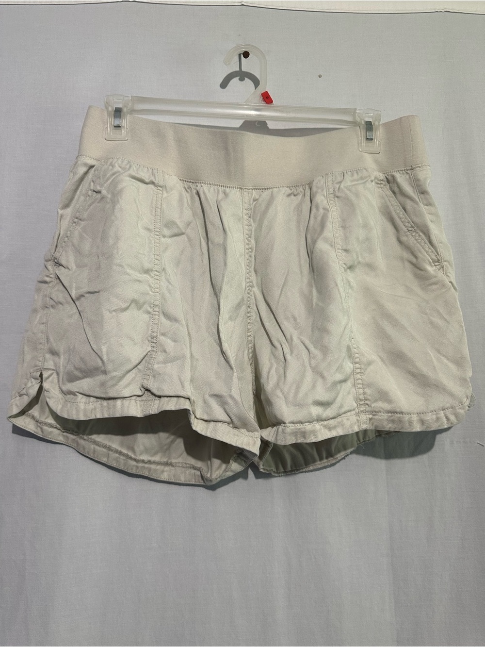 Women's Cream Athletic Shorts with Elastic Waist
